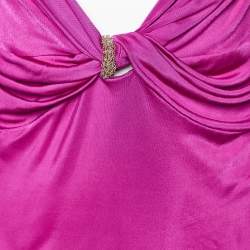 Pre Owned Versace Fuchsia Pink Jersey Knot Detail Sleeveless Top L