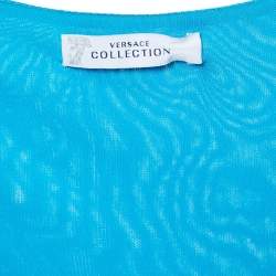 Pre Owned Versace Collection Turquoise Blue Jersey Midi Dress L