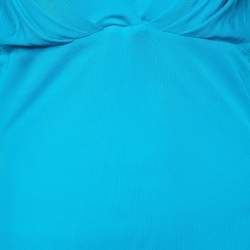 Pre Owned Versace Collection Turquoise Blue Jersey Midi Dress L