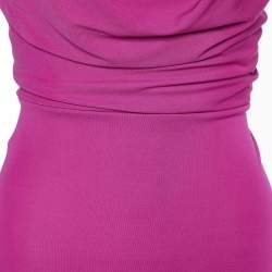 Versace Azalea Pink Crepe Lace Up Detail Midi Dress M