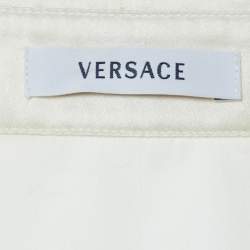 Pre Owned Versace Cream/Black Butterfly Print Silk Satin Long Sleeve Shirt S