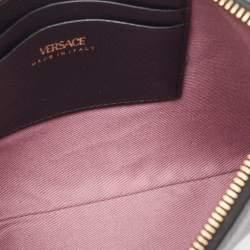 Versace Black Leather La Medusa Wristlet Clutch