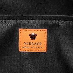 Pre Owned Versace Orange Leather Medusa Backpack