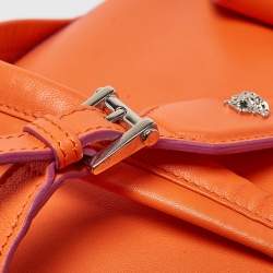 Pre Owned Versace Orange Leather Medusa Backpack