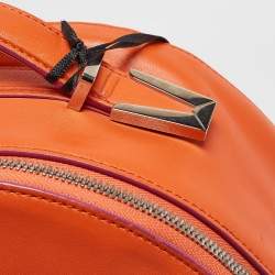 Pre Owned Versace Orange Leather Medusa Backpack