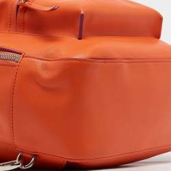 Pre Owned Versace Orange Leather Medusa Backpack