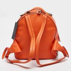 Pre Owned Versace Orange Leather Medusa Backpack