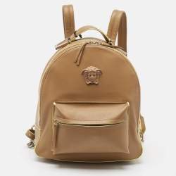 Pre Owned Versace Tan/Yellow Leather La Medusa Backpack