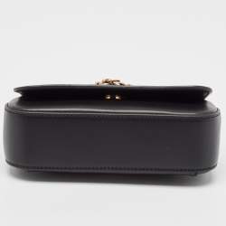 Versace Black Leather Virtus Flap Saddle Bag