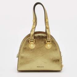 Versace Gold Leather Tribute Medallion Satchel