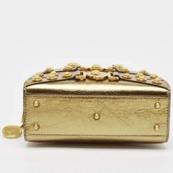 Versace Gold Leather Tribute Medallion Satchel