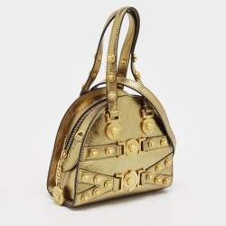 Versace Gold Leather Tribute Medallion Satchel