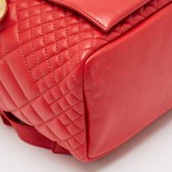 Versace Red Quilted Leather Medusa Tribute Drawstring Backpack