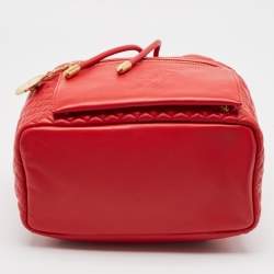 Versace Red Quilted Leather Medusa Tribute Drawstring Backpack