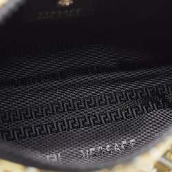 Versace Black/yellow Barocco Print Fabric Medusa Pouch