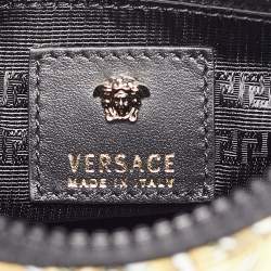 Versace Black/yellow Barocco Print Fabric Medusa Pouch