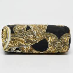 Versace Black/yellow Barocco Print Fabric Medusa Pouch