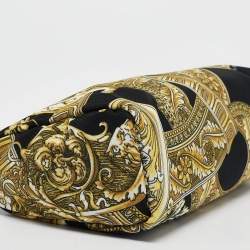 Versace Black/yellow Barocco Print Fabric Medusa Pouch