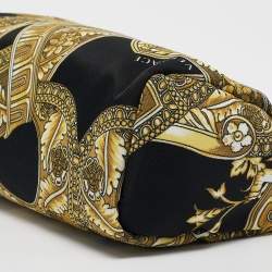 Versace Black/yellow Barocco Print Fabric Medusa Pouch