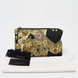 Versace Black/yellow Barocco Print Fabric Medusa Pouch