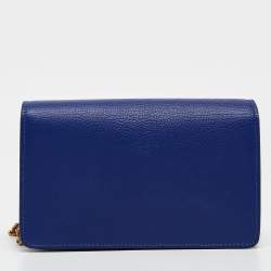 Versace Blue Leather Palazzo Chain Clutch