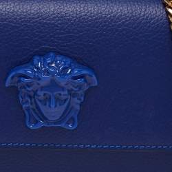 Versace Blue Leather Palazzo Chain Clutch