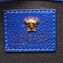 Versace Blue Leather Palazzo Chain Clutch