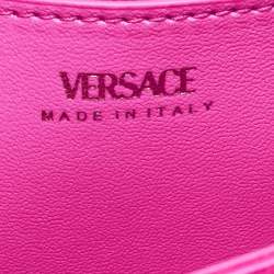 Versace Magenta Satin La Medusa Chain Clutch