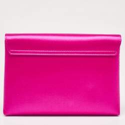 Versace Magenta Satin La Medusa Chain Clutch