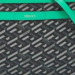 Versace Multicolor Signature Textured Canvas and Leather La Greca Shoulder Bag