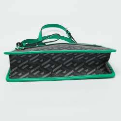Versace Multicolor Signature Textured Canvas and Leather La Greca Shoulder Bag