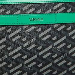 Versace Multicolor Signature Textured Canvas and Leather La Greca Shoulder Bag