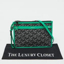 Versace Multicolor Signature Textured Canvas and Leather La Greca Shoulder Bag