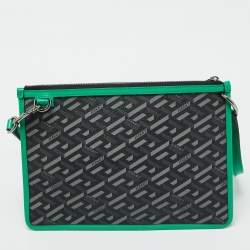 Versace Multicolor Signature Textured Canvas and Leather La Greca Shoulder Bag