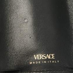 Versace Black Leather Mini Medusa Trifold Wallet On Chain
