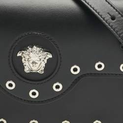 Versace Black Leather Small Medusa Top Handle Bag