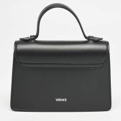 Versace Black Leather Small Medusa Top Handle Bag