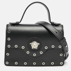 Versace Black Leather Small Medusa Top Handle Bag