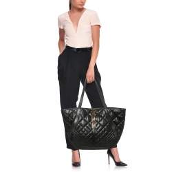 Versace Black Quilted Leather Large Greca Goddess Tote
