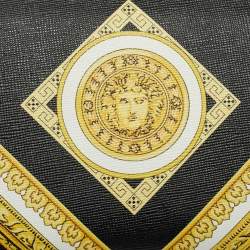 مملوكة مسبقًا Versace Black Baroque Print Leather La Medusa Zip Around Wallet