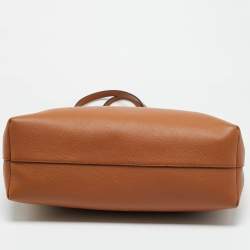 Pre Owned Versace Brown Leather La Medusa Shopper Tote