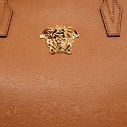 Pre Owned Versace Brown Leather La Medusa Shopper Tote