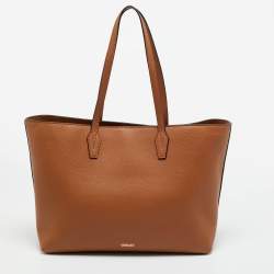 Pre Owned Versace Brown Leather La Medusa Shopper Tote