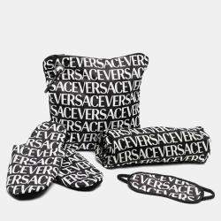 Pre Owned Versace All Over Black Leather Travel Set