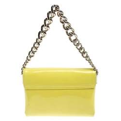 مملوكة مسبقًا Versace Neon Yellow Patent Leather Medusa Palazzo Shoulder Bag