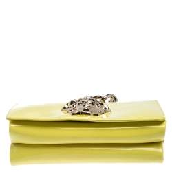 مملوكة مسبقًا Versace Neon Yellow Patent Leather Medusa Palazzo Shoulder Bag