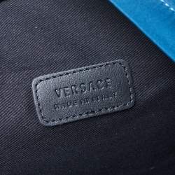 Pre Owned Versace Blue Nylon and Leather Medusa Pallazo Backpack 