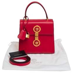 Versace Red Leather Icon Medusa Top Handle Bag