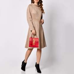 Versace Red Leather Icon Medusa Top Handle Bag