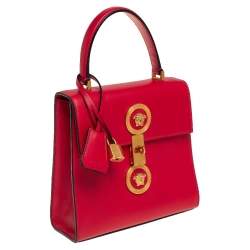 Versace Red Leather Icon Medusa Top Handle Bag